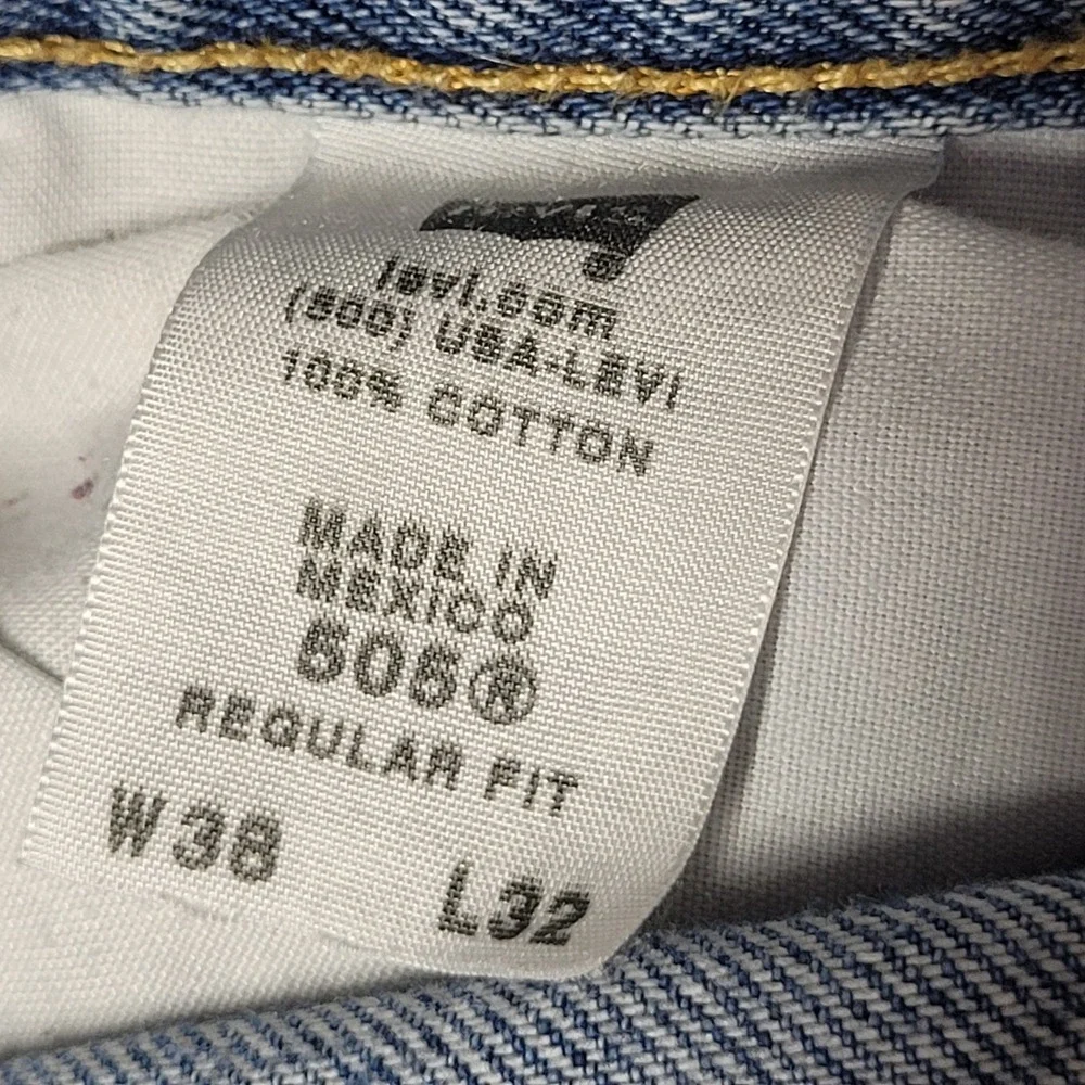 X2 Levi's 505 Regular Fit Straight Leg Denim Blue Jeans‎ Mens Size 38 x 32
